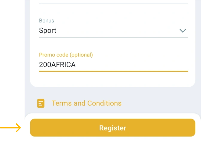 Press the Register button Melbet betapk South Africa